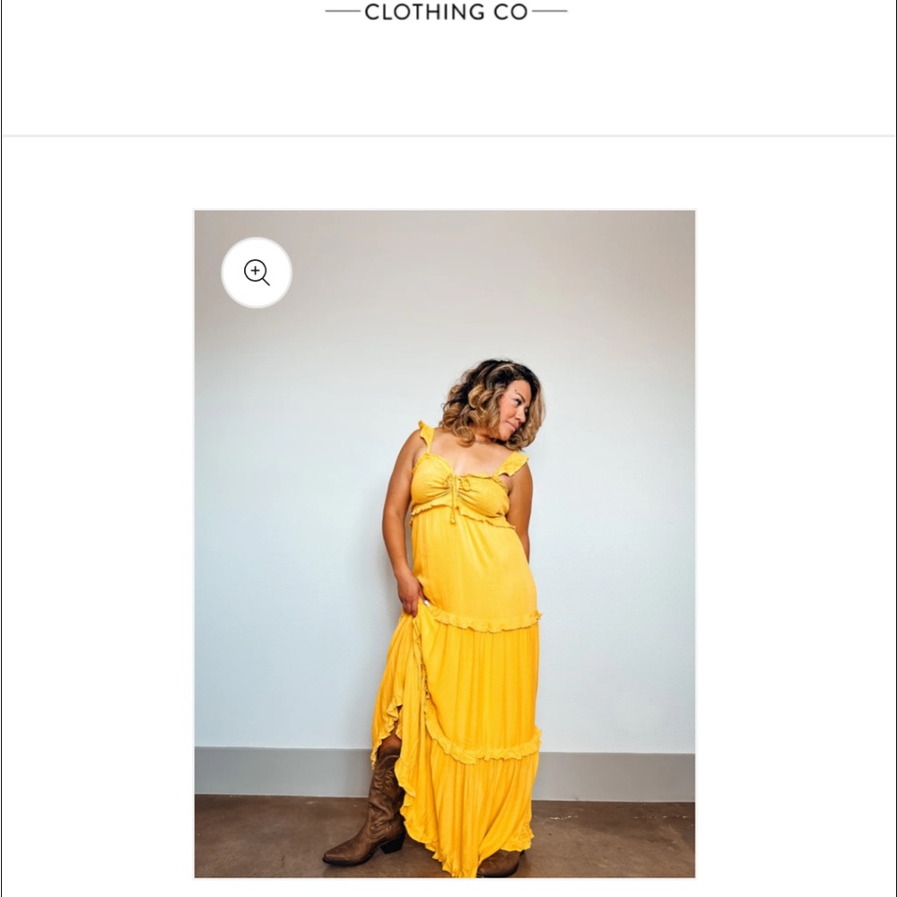 Lush Womens Yellow Smocked Tiered Ruffle Maxi Dress Small Boho Summer Sun Dress - Picture 6 of 8